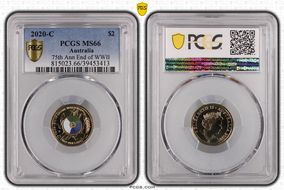 2020-C $2 75th Ann End of WWII Colorized MS66