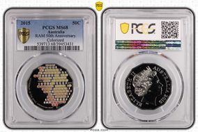 2015 50C RAM 50th Anniversary Colorized MS68