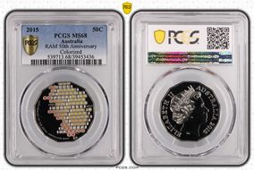 2015 50C RAM 50th Anniversary Colorized MS68