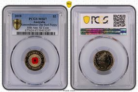 2018 $2 Remembrance Day Red Poppy 30th Ann. $2 Coin Colorized MS67