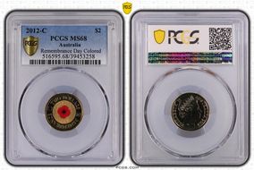 2012-C $2 Remembrance Day Colorized MS68