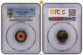 2012 $2 Remembrance Day Colorized MS64