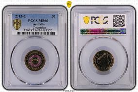 2013-C $2 Coronation Colorized MS66