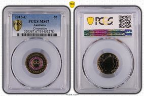 2013-C $2 Coronation Colorized MS67