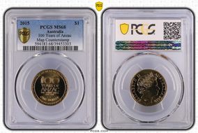 2015 $1 100 Years of Anzac Map Counterstamp MS68