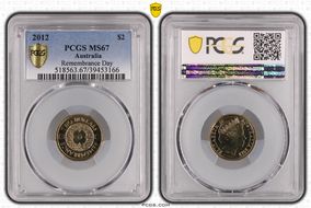 2012 $2 Remembrance Day MS67