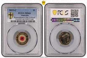2012-C $2 Remembrance Day Colorized MS66