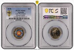 2018 $2 Lest We Forget Eternal Flame Colorized MS66