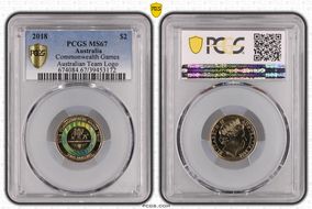 2018 $2 Commonwealth Games Australian Team Logo MS67