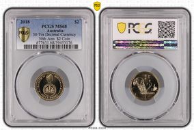 2018 $2 50 Yrs Decimal Currency 30th Ann. $2 Coin MS68