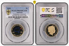 2001 $1 Centenary-Colorized PR69DCAM