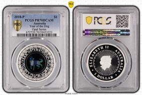 2018-P $1 Year of the Dog Opal Ag PR70DCAM
