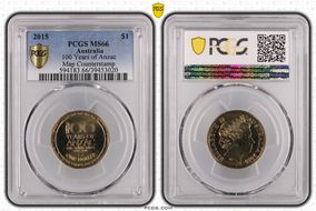 2015 $1 100 Years of Anzac Map Counterstamp MS66