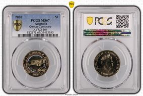 2020 $1 Qantas Centenary AVRO 504 MS67