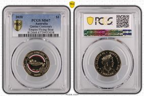 2020 $1 Qantas Centenary Empire Flying Boat MS67