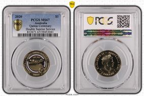 2020 $1 Qantas Centenary Double Sunrise Service MS67