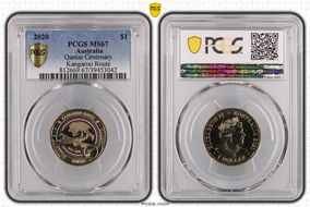 2020 $1 Qantas Centenary Kangaroo Route MS67