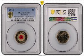 2012 $2 Remembrance Day Colorized MS67