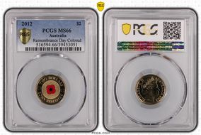 2012 $2 Remembrance Day Colorized MS66
