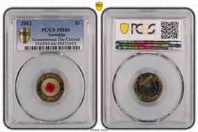 2012 $2 Remembrance Day Colorized MS66