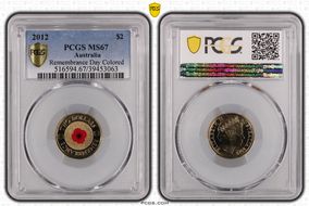 2012 $2 Remembrance Day Colorized MS67