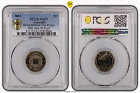 2018 $2 Remembrance Day Poppy 30th Ann. $2 Coin MS67