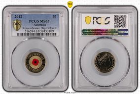 2012 $2 Remembrance Day Colorized MS65