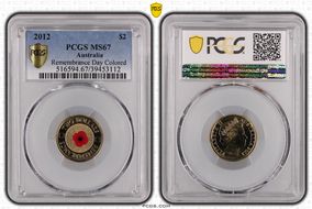 2012 $2 Remembrance Day Colorized MS67