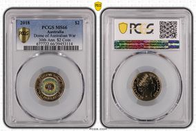 2018 $2 Dome of Australian War 30th Ann. $2 Coin Colorized MS66