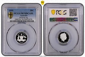 1999 50C 1918 6d Ag PR70DCAM