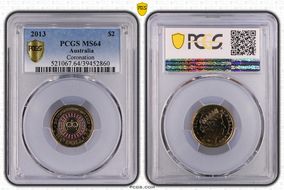 2013 $2 Coronation Colorized MS64