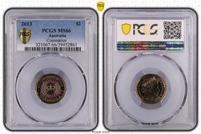 2013 $2 Coronation Colorized MS66