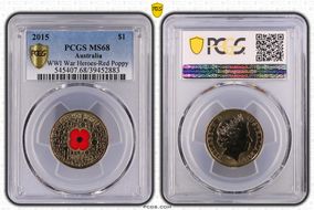 2015 $1 WWI War Heroes-Red Poppy Colorized MS68
