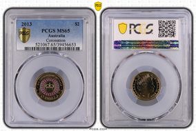 2013 $2 Coronation Colorized MS65