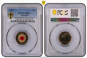 2012 $2 Remembrance Day Colorized MS67