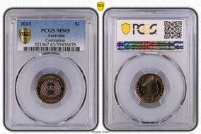 2013 $2 Coronation Colorized MS65