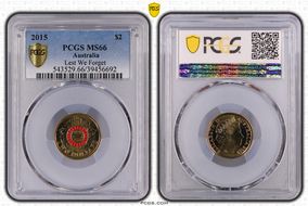 2015 $2 Lest We Forget Colorized MS66