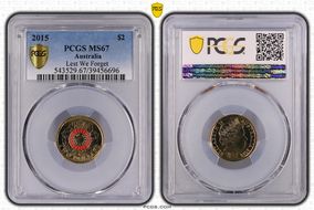 2015 $2 Lest We Forget Colorized MS67