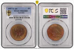 1957 Y. (p) 1D MS63RB