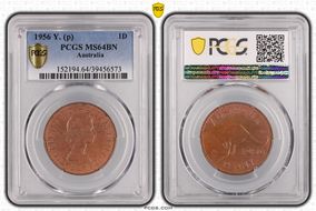 1956 Y. (p) 1D KM-56 MS64BN