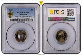 2020 $2 75th Ann End of WWII Colorized MS65