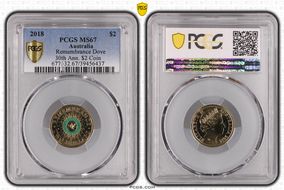 2018 $2 Remembrance Dove Colorized 30th Ann. $2 Coin MS67