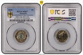 2018 $2 Remembrance Day Rosemary 30th Ann. $2 Coin Colorized MS67