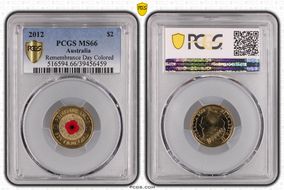 2012 $2 Remembrance Day Colorized MS66