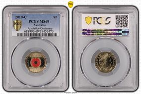 2018-C $2 Armistice Centenary Colorized MS69