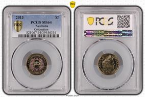 2013 $2 Coronation Colorized MS64