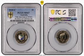 2020-C $2 75th Ann End of WWII Colorized MS67