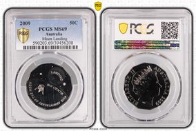 2009 50C Moon Landing Colorized MS69