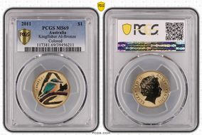 2011 $1 Kingfisher Al-Bronze Colorized MS69