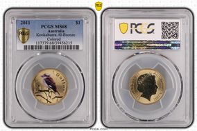 2011 $1 Kookaburra Al-Bronze Colorized MS68